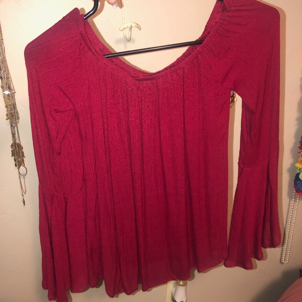 Magenta off the shoulder shirt